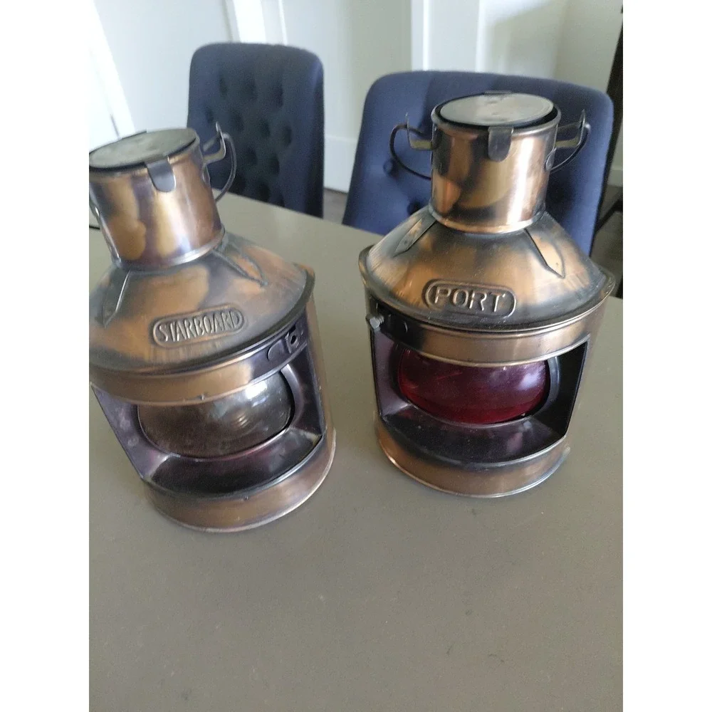 Vintage Ship Copper Finish Port Starboard Lanterns Nautical Oil Lamps Hong Kong